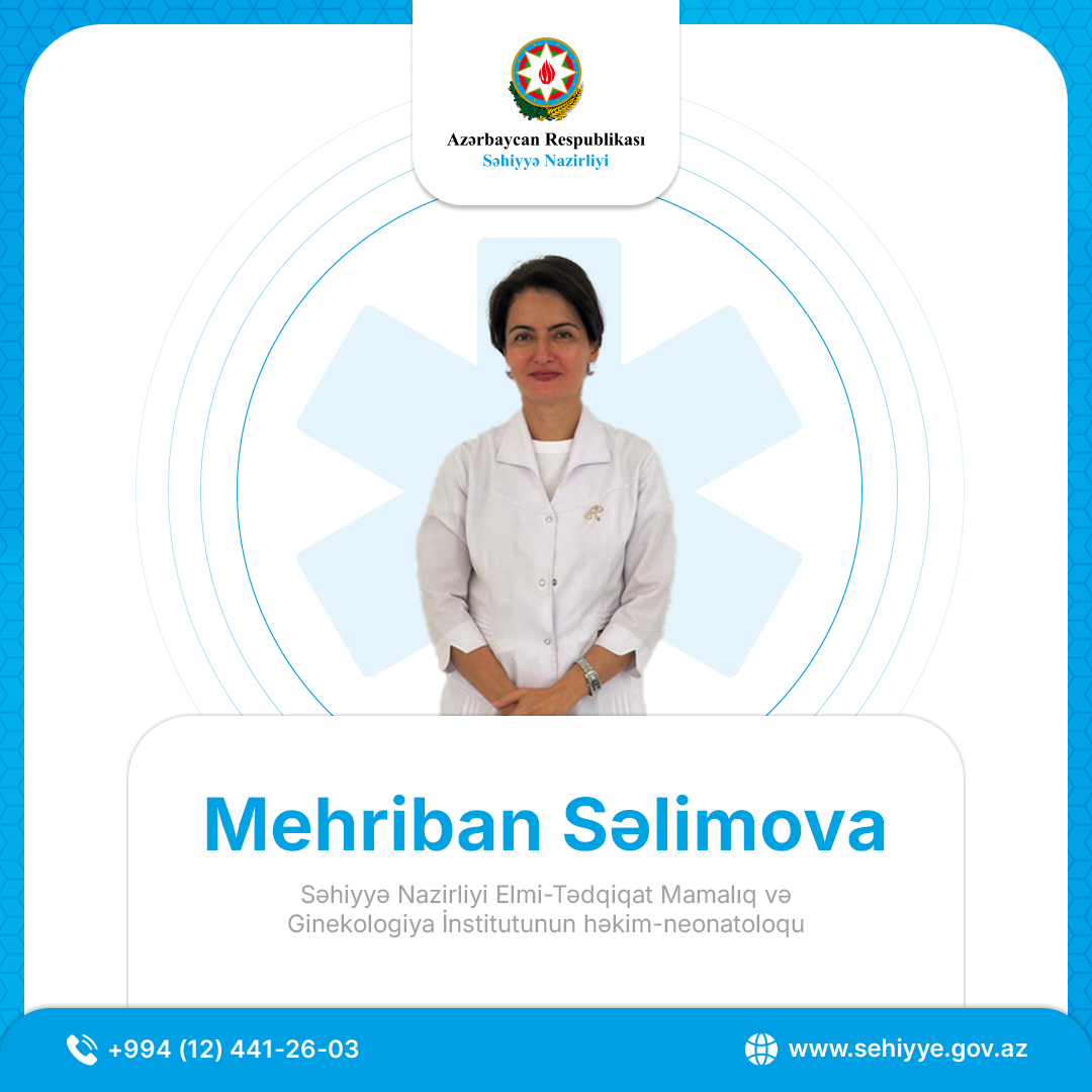 A woman in a white coat stands in front of a light background with a medical symbol. Text includes her name and professional title.